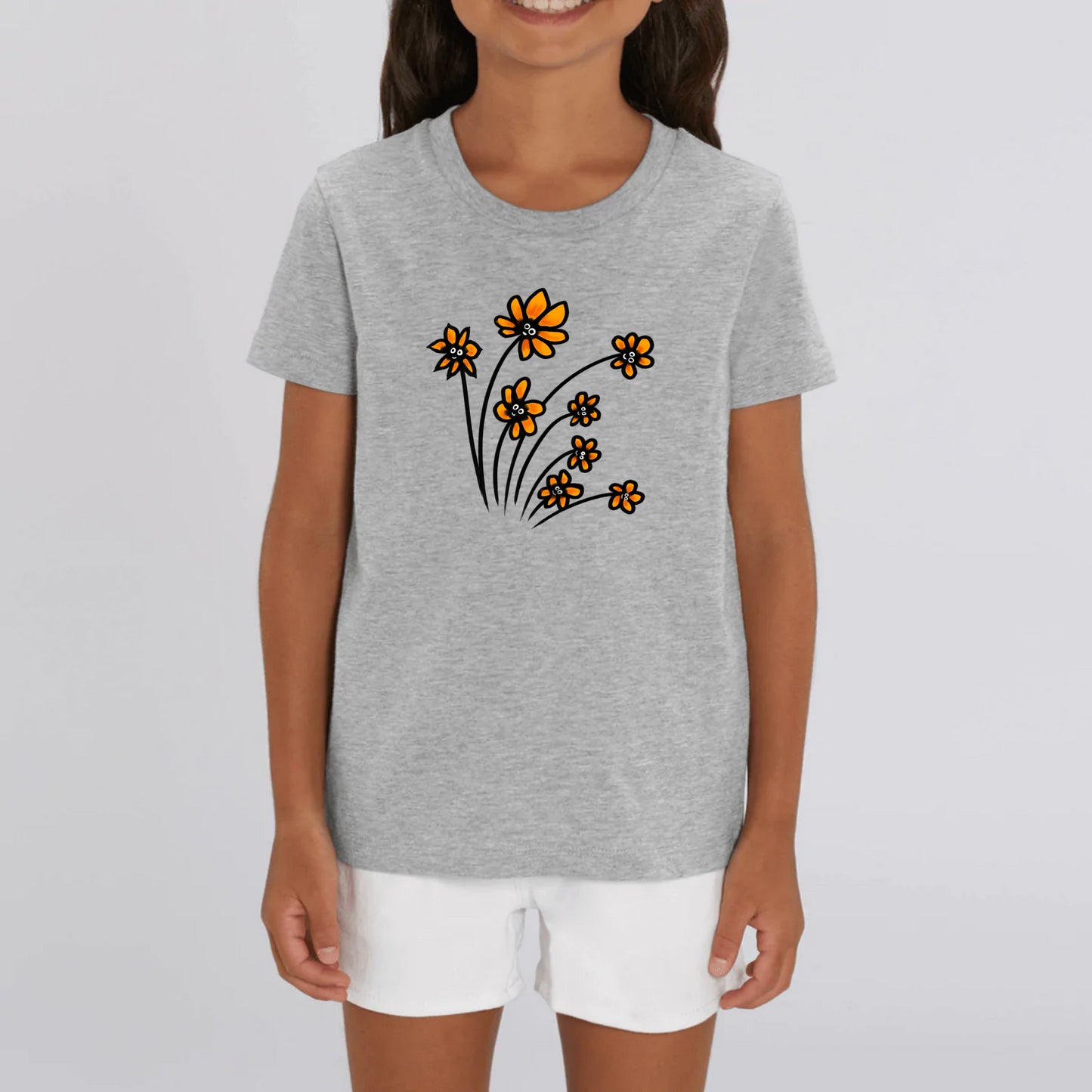 T-shirt Fleurs oranges en coton BIO
