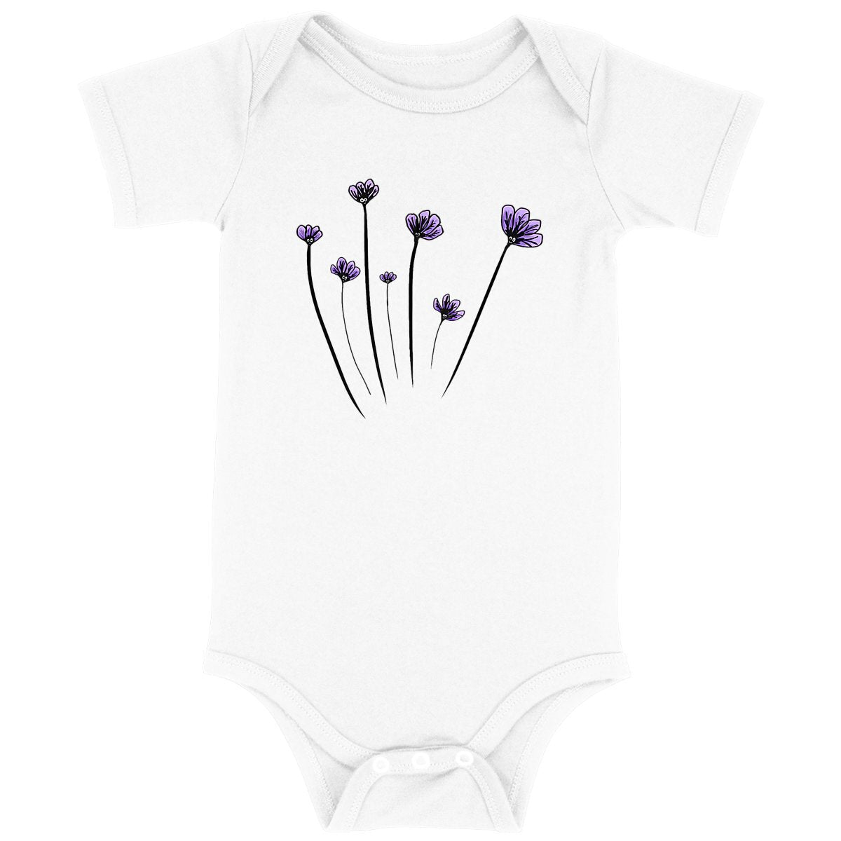 Body Fleurs Violettes en coton BIO